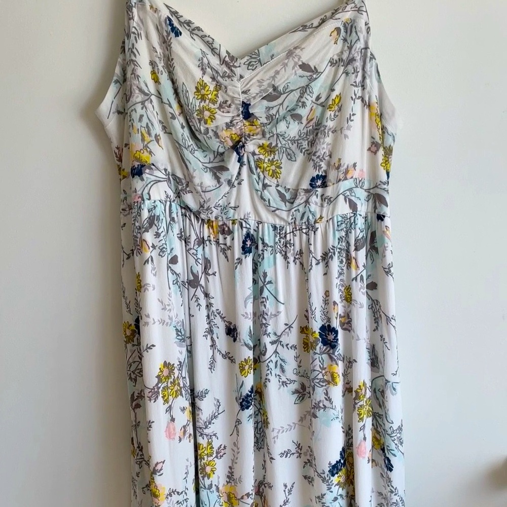 TORRID White Floral High Low Maxi Dress SZ 2/18-20, Spaghetti Straps